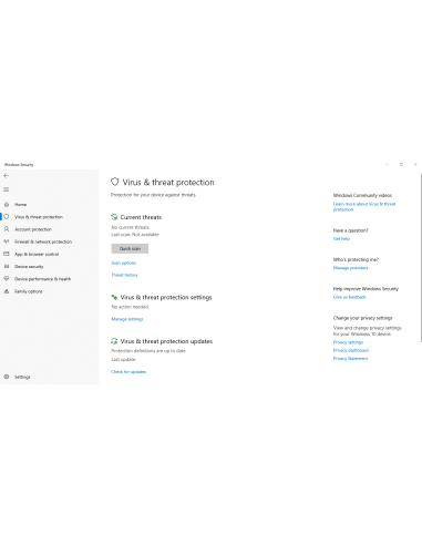 Windows 10 Enterprise LTSC: Protección contra virus y amenazas, con análisis rápido