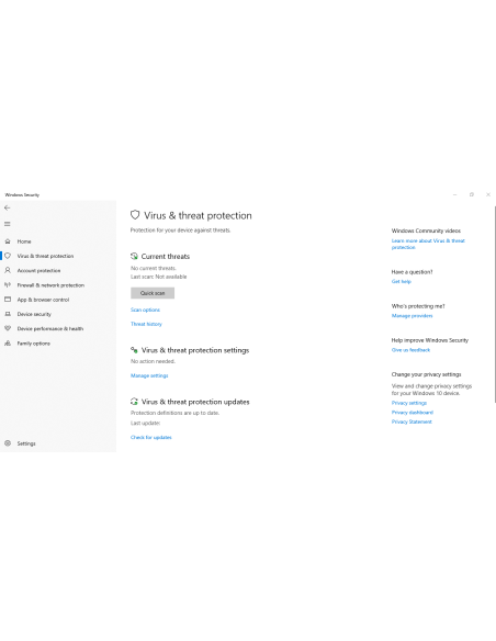 Windows 10 Enterprise LTSC: Protección contra virus y amenazas, con análisis rápido