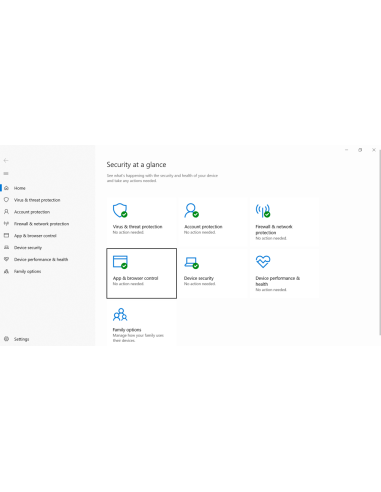 Windows 10 Enterprise LTSC: resumen con virus, cuenta, cortafuegos y control de aplicaciones