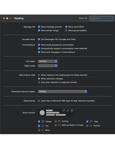 Office 365 Pro Plus | MAC: Preferencias de Lectura de Outlook para Mac con Bandeja Prioritarios y gestos de deslizamiento